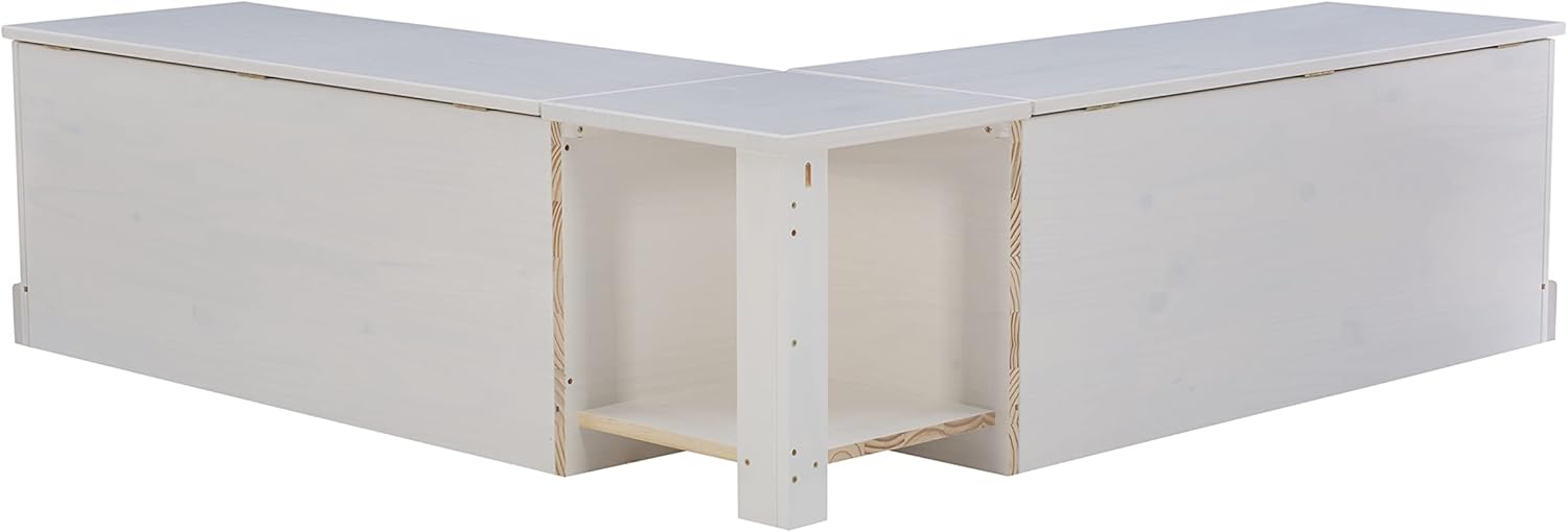 Linon Harris White Solid Pine Backless Nook with Interior Storage-3