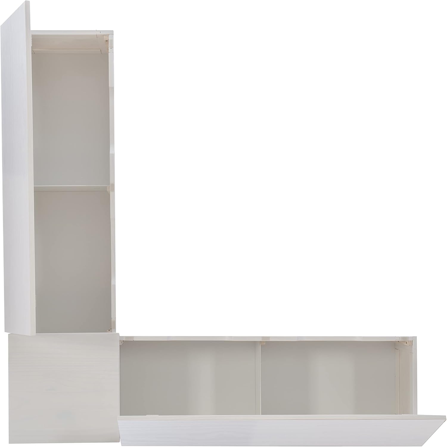 Linon Harris White Solid Pine Backless Nook with Interior Storage-7