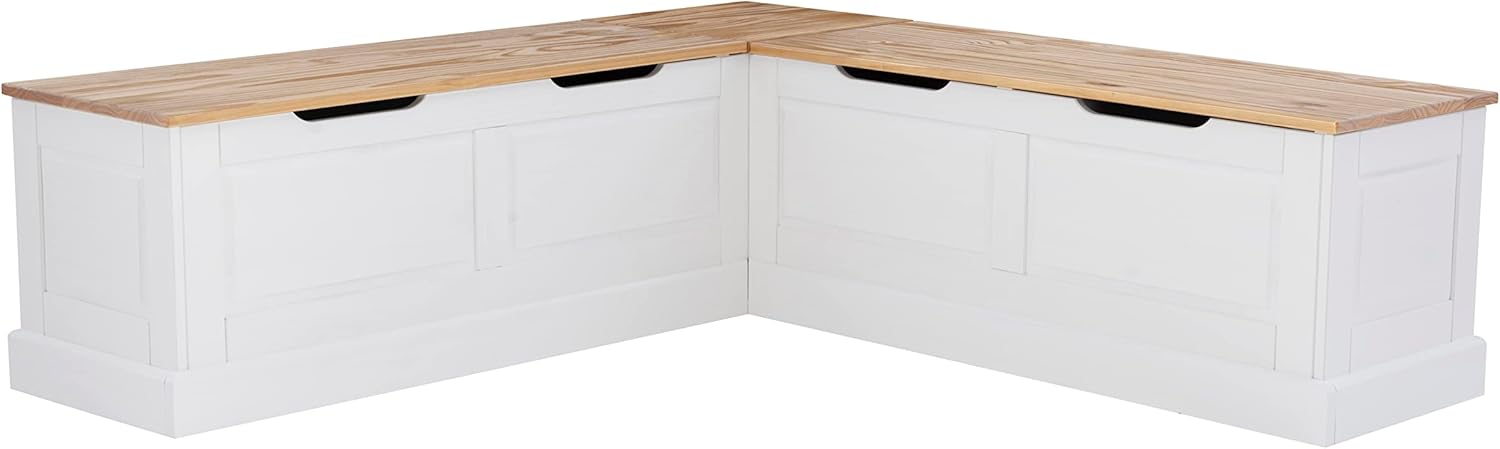 Linon Natural and White 2 Tone Backless Corner Breakfast, Table is NOT Included Harris Nook-0