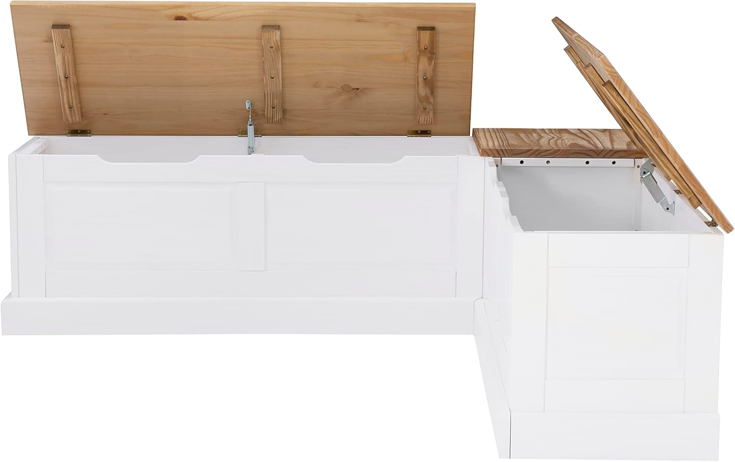 Linon Natural and White 2 Tone Backless Corner Breakfast, Table is NOT Included Harris Nook-10