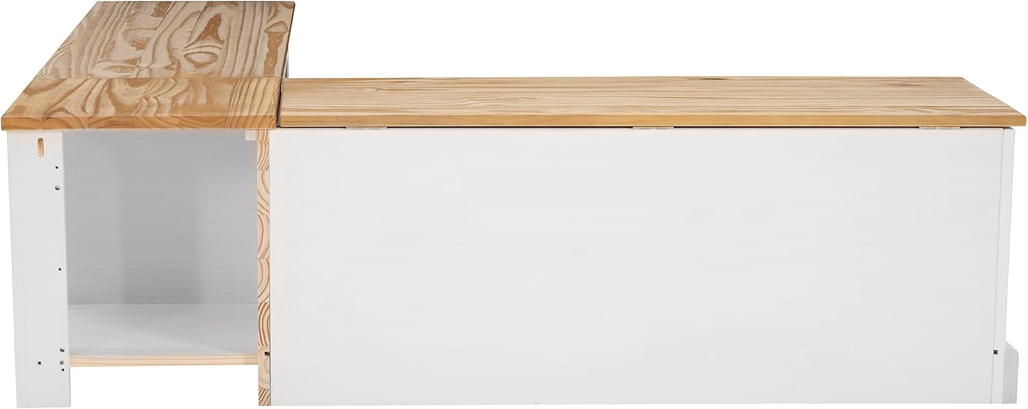 Linon Natural and White 2 Tone Backless Corner Breakfast, Table is NOT Included Harris Nook-12