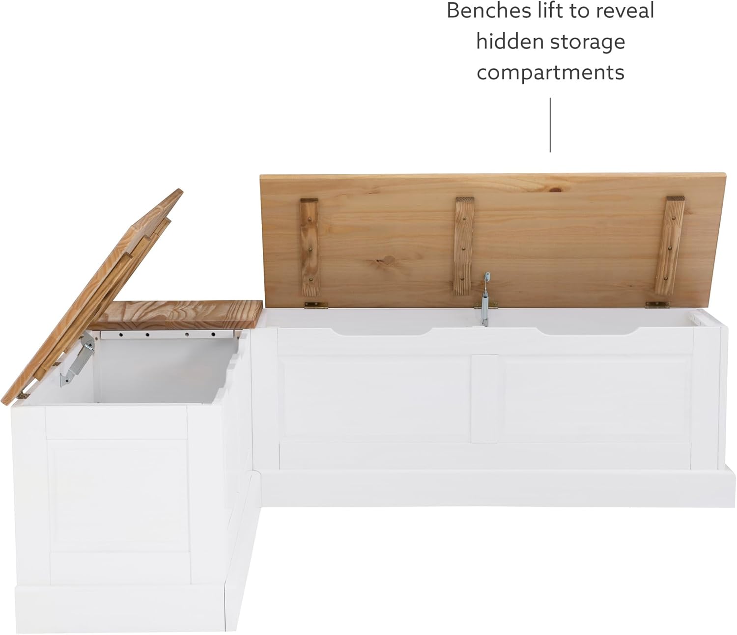 Linon Natural and White 2 Tone Backless Corner Breakfast, Table is NOT Included Harris Nook-16