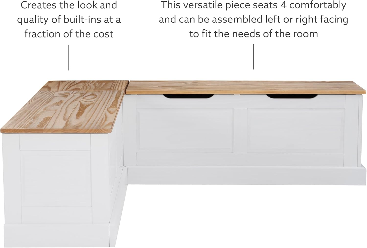 Linon Natural and White 2 Tone Backless Corner Breakfast, Table is NOT Included Harris Nook-18