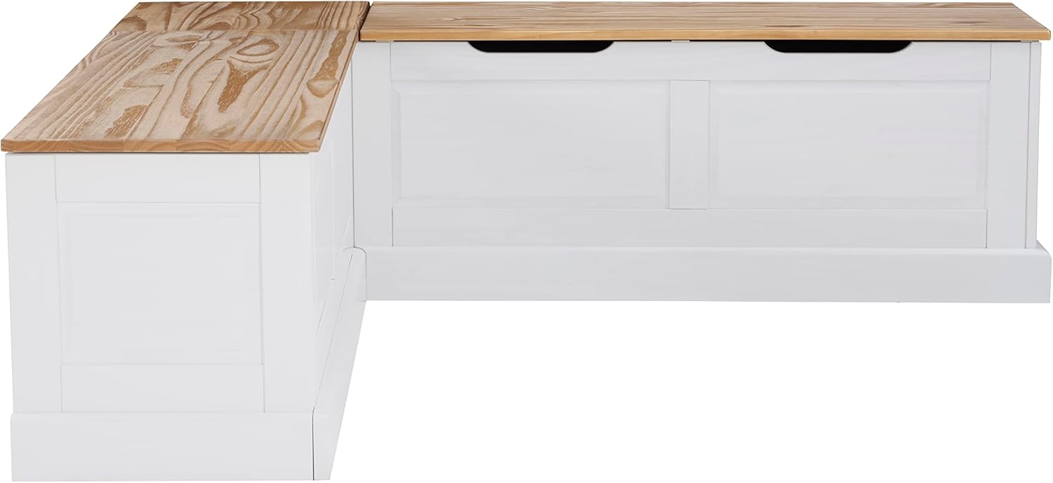 Linon Natural and White 2 Tone Backless Corner Breakfast, Table is NOT Included Harris Nook-21