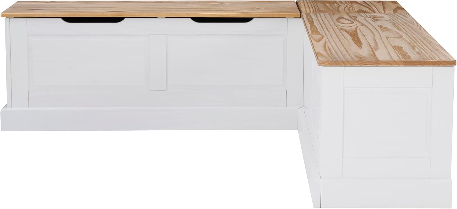 Linon Natural and White 2 Tone Backless Corner Breakfast, Table is NOT Included Harris Nook-22