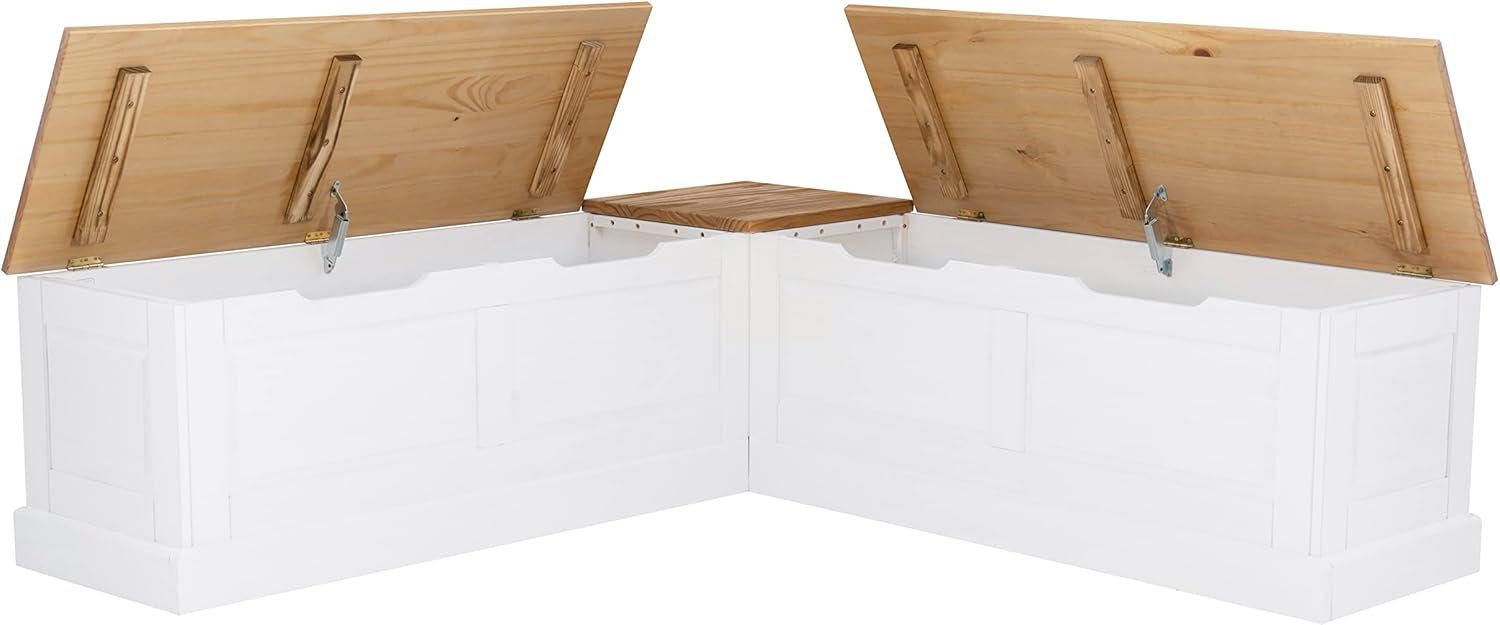 Linon Natural and White 2 Tone Backless Corner Breakfast, Table is NOT Included Harris Nook-8