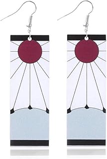 SONGCHANGJEWELRY Anime Kamado Tanjiro Hanafuda Earrings - Kimetsu No Yaiba Hanafuda Earrings - Cosplay Accessories For Womens Girls