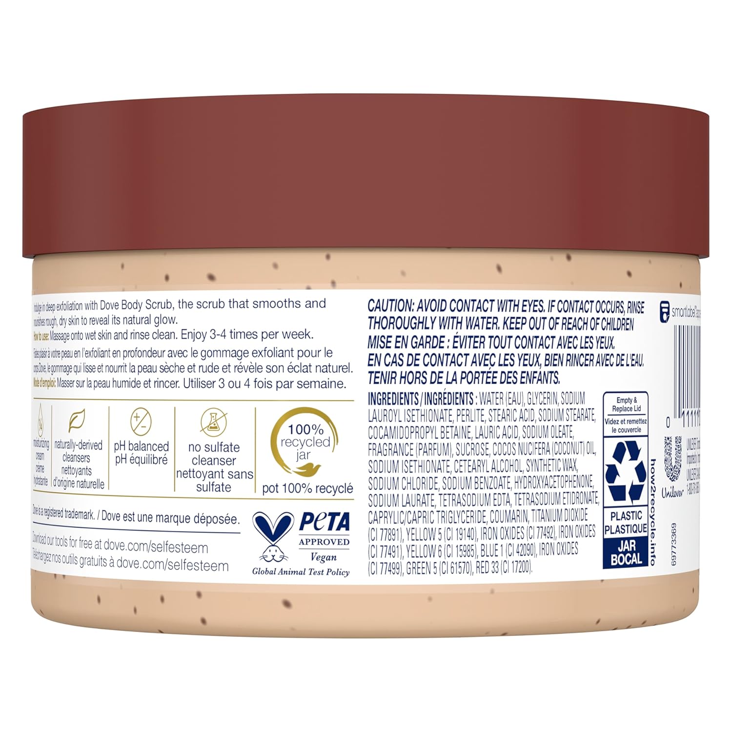 Dove Scrub Brown Sugar & Coconut Butter For Silky Smooth Skin Body Scrub Exfoliates & Restores Skin's Natural Nutrients 10.5 oz-1