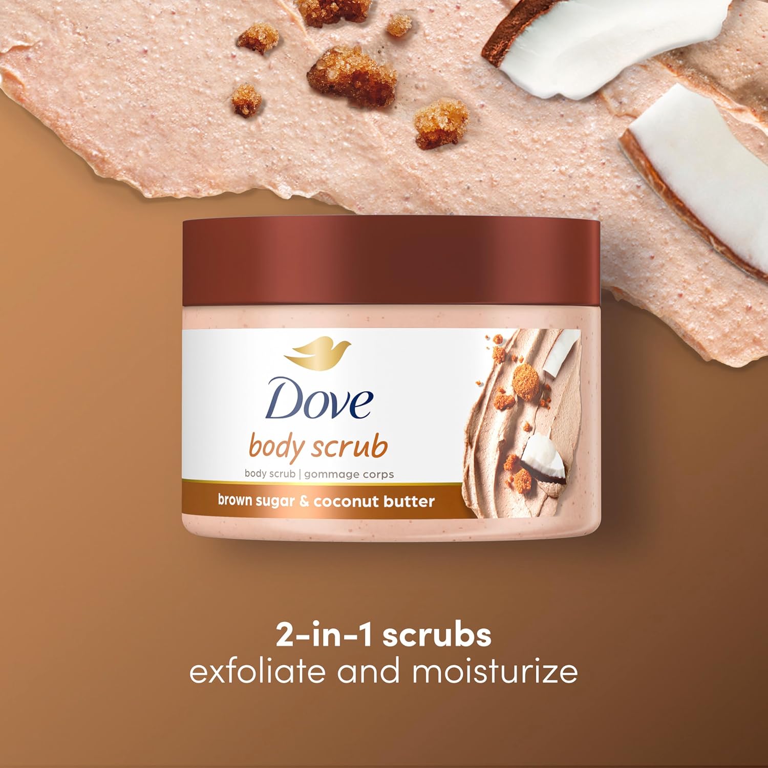 Dove Scrub Brown Sugar & Coconut Butter For Silky Smooth Skin Body Scrub Exfoliates & Restores Skin's Natural Nutrients 10.5 oz-5