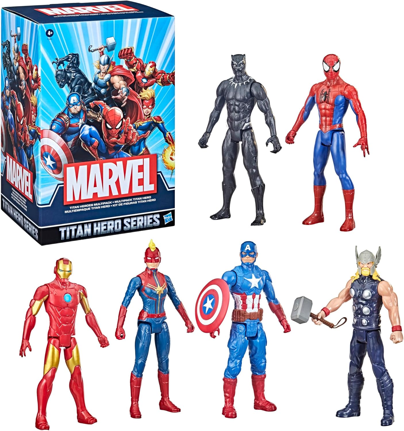 Marvel Titan Hero Series Action Figure Multipack, 6 Action Figures, 12-Inch Toys, Inspired By Marvel Comics, For Kids Ages 4 And Up (Amazon Exclusive)-0