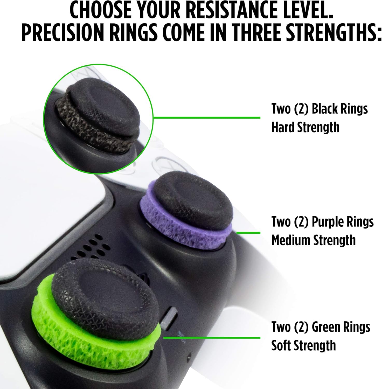 KontrolFreek Precision Rings | Aim Assist Motion Control for PlayStation 4 (PS4), PS5, Xbox One, XBX, Switch Pro & Scuf Controller (Black/Purple/Green)-2