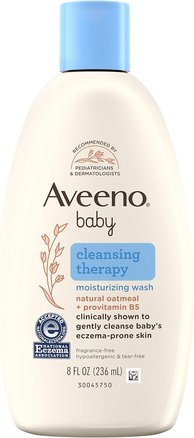 Aveeno Baby Cleansing Therapy Moisturizing Baby Body Wash with Natural Oatmeal & ProVitamin B5, Gentle Tear-Free Baby Bath Wash for Sensitive & Eczema-Prone Skin, Hypoallergenic, 8 oz-0