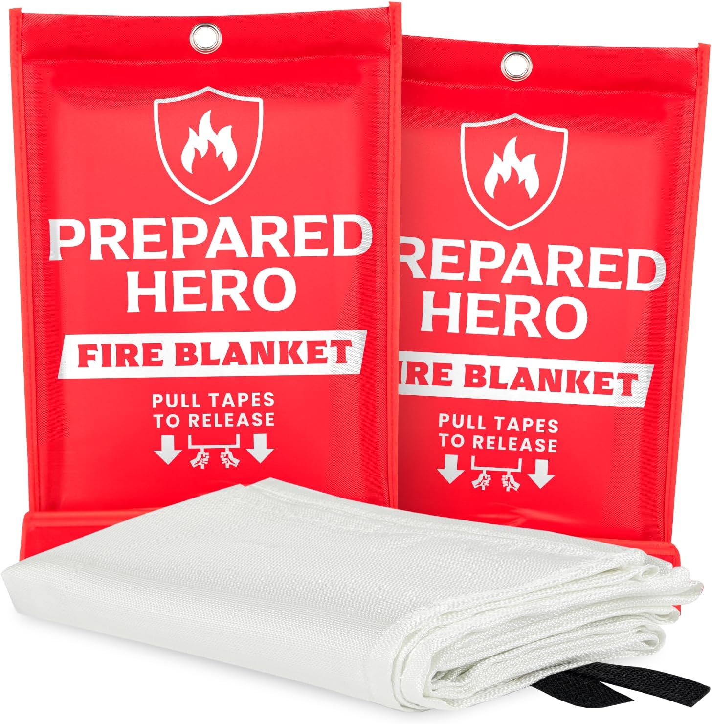 Prepared Hero Emergency Fire Blanket - 2 Pack - Fire Suppression Blanket for Kitchen, 40” x 40” Fire Blanket for Home, Fiberglass Fire Blanket-0