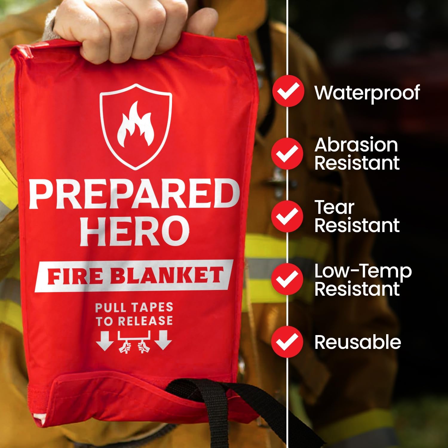 Prepared Hero Emergency Fire Blanket - 2 Pack - Fire Suppression Blanket for Kitchen, 40” x 40” Fire Blanket for Home, Fiberglass Fire Blanket-2