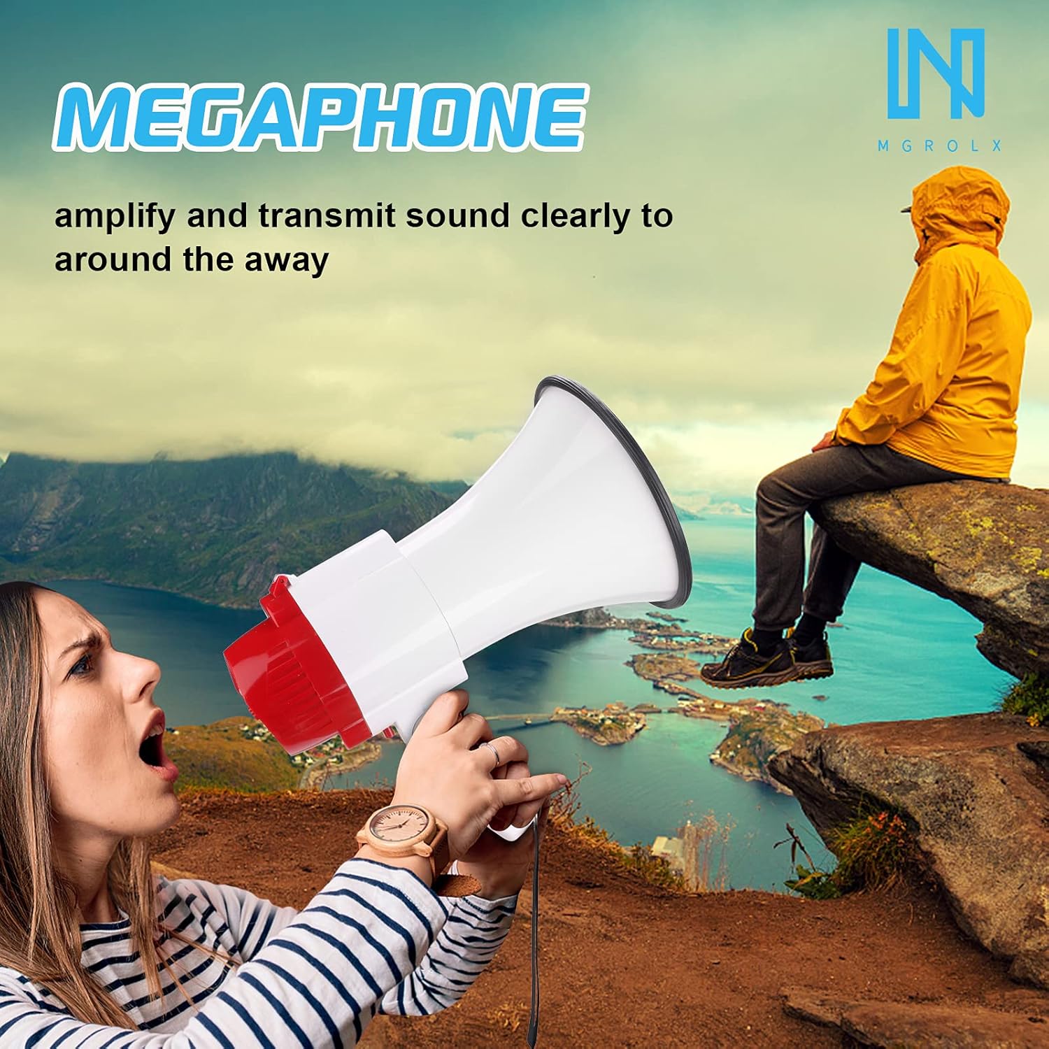 Portable Megaphone Spearker/Bullhorn-with Built-in Siren/Alarm-Music-30 Watt Power & 800 Yard Range-Sliding Volume Adjustment-Powerful and Lightweight-ER46S-6