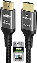 10K 8K 4K HDMI Cable 48Gbps 10 FT, Certified Ultra High Speed HDMI® Cable 4K 240Hz 144Hz 120Hz 8K60Hz 0.01ms HDR10+ eARC HDCP2.3 Netflix Roku TV PC Monitor Projector PS5 Xbox