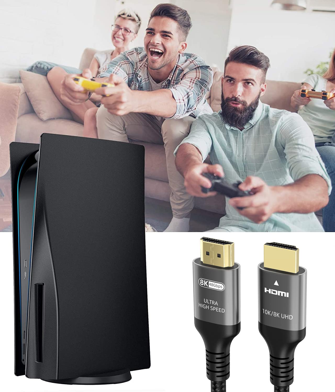 10K 8K 4K HDMI Cable 48Gbps 10 FT, Certified Ultra High Speed HDMI® Cable 4K 240Hz 144Hz 120Hz 8K60Hz 0.01ms HDR10+ eARC HDCP2.3 Netflix Roku TV PC Monitor Projector PS5 Xbox-5