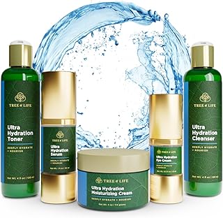 Tree of Life Beauty Hydrating Anti-Aging Moisturizing Complete Regimen, includes Face Cleanser (4 Fl Oz), Toner (4 Fl Oz), Serum (1 Fl Oz), Face and Body Cream (4 Oz) and Eye Cream (0.5 Fl Oz)