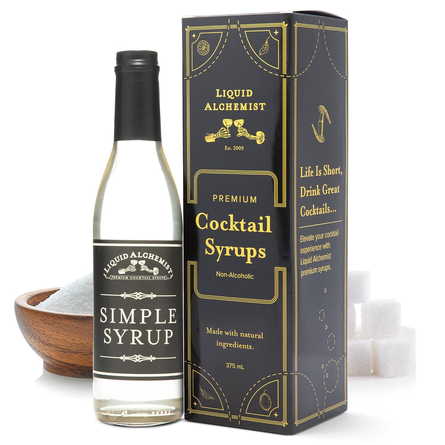 Liquid Alchemist Simple Syrup for Cocktails - Real Ingredients Make our Simple Sugar Syrup the Perfect Old Fashioned Mix - Our Natural Simple Syrup for Drinks is Non-GMO Gluten Free & Vegan (12 oz)-0