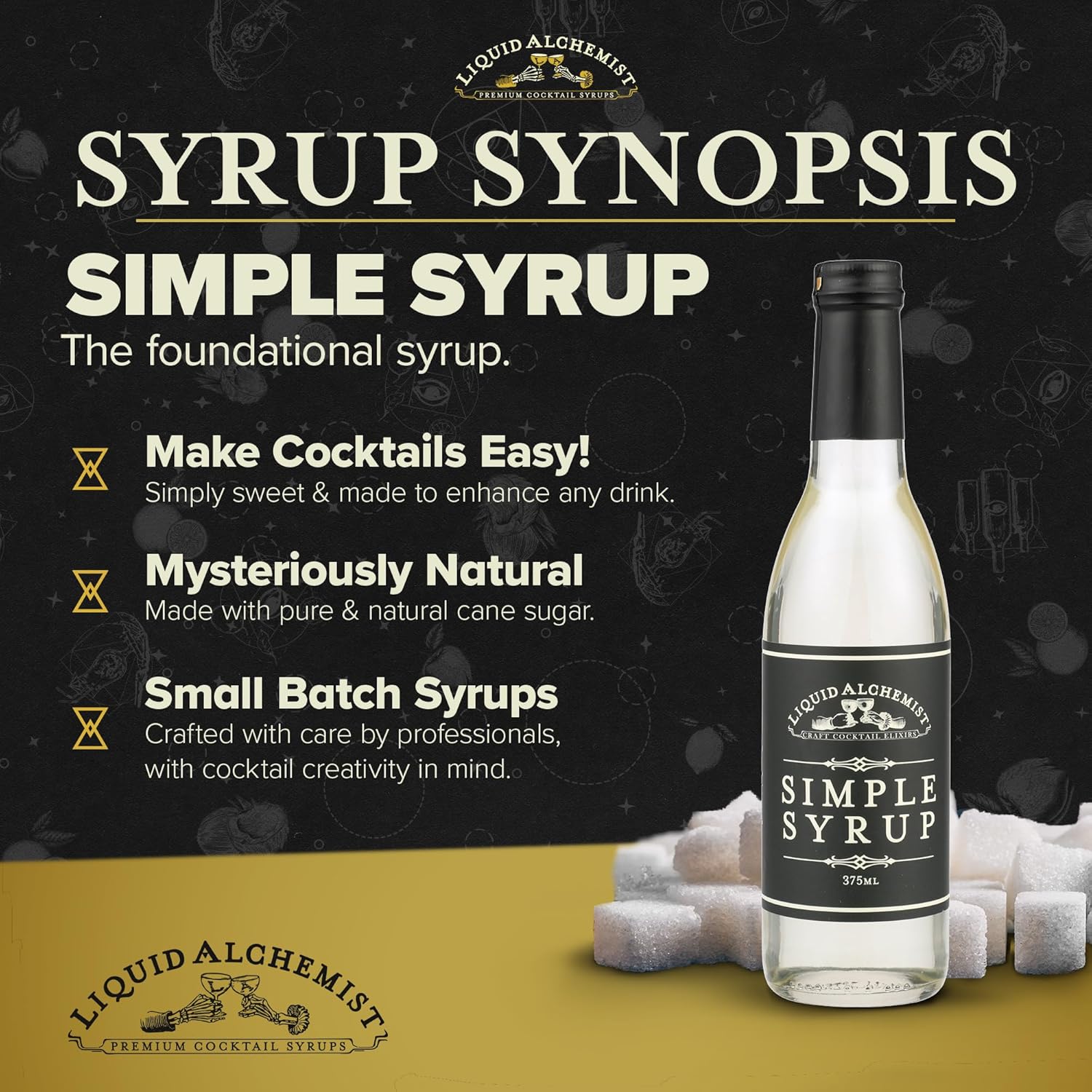 Liquid Alchemist Simple Syrup for Cocktails - Real Ingredients Make our Simple Sugar Syrup the Perfect Old Fashioned Mix - Our Natural Simple Syrup for Drinks is Non-GMO Gluten Free & Vegan (12 oz)-1