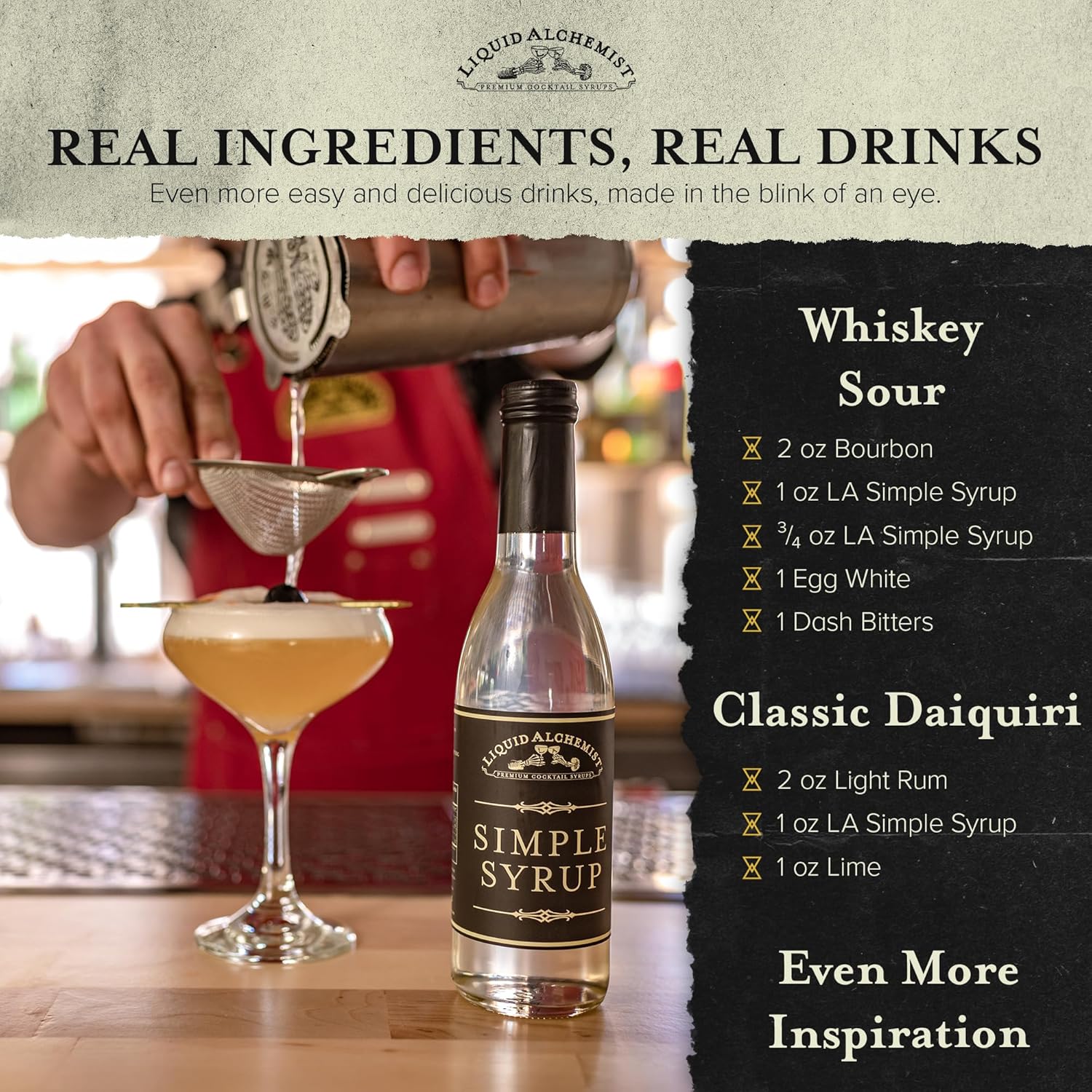 Liquid Alchemist Simple Syrup for Cocktails - Real Ingredients Make our Simple Sugar Syrup the Perfect Old Fashioned Mix - Our Natural Simple Syrup for Drinks is Non-GMO Gluten Free & Vegan (12 oz)-4