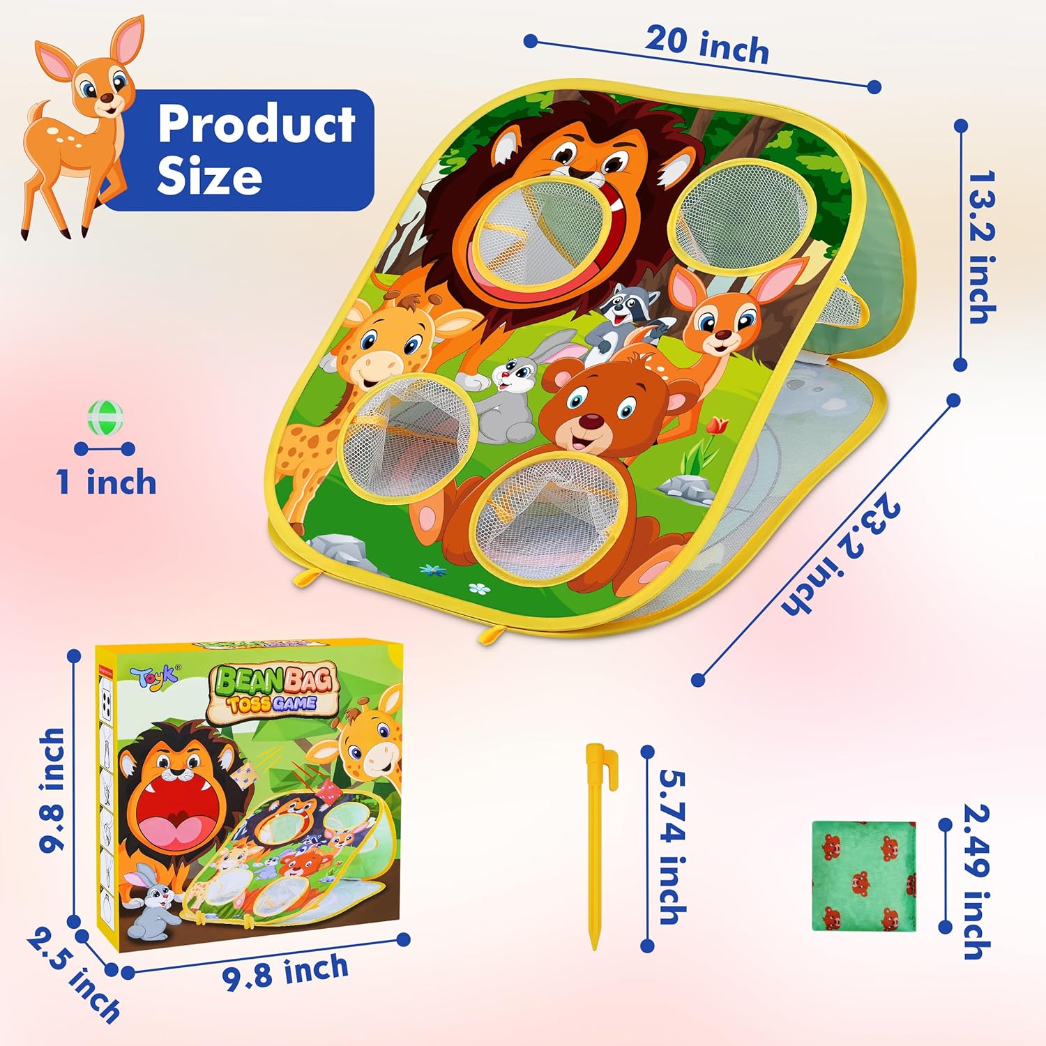 Animal Bean Bag Toss Game Toy Outdoor Toss Game, Family Party Party Supplies for Kids, Gift for Boys Birthday or Christmas for Toddlers Ages 3 4 5 6 Year Old-3