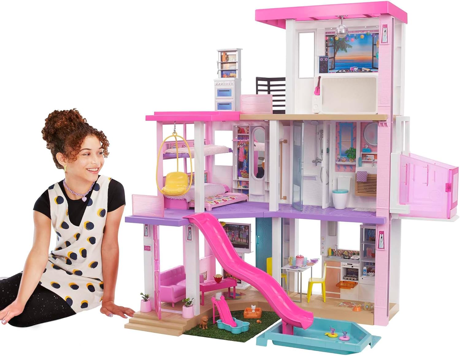 Barbie DreamHouse, Doll House Playset with 75+ Toy Furniture & Accessories, 10 Play Areas, Lights & Sounds, Wheelchair-Accessible Elevator (Amazon Exclusive)-0