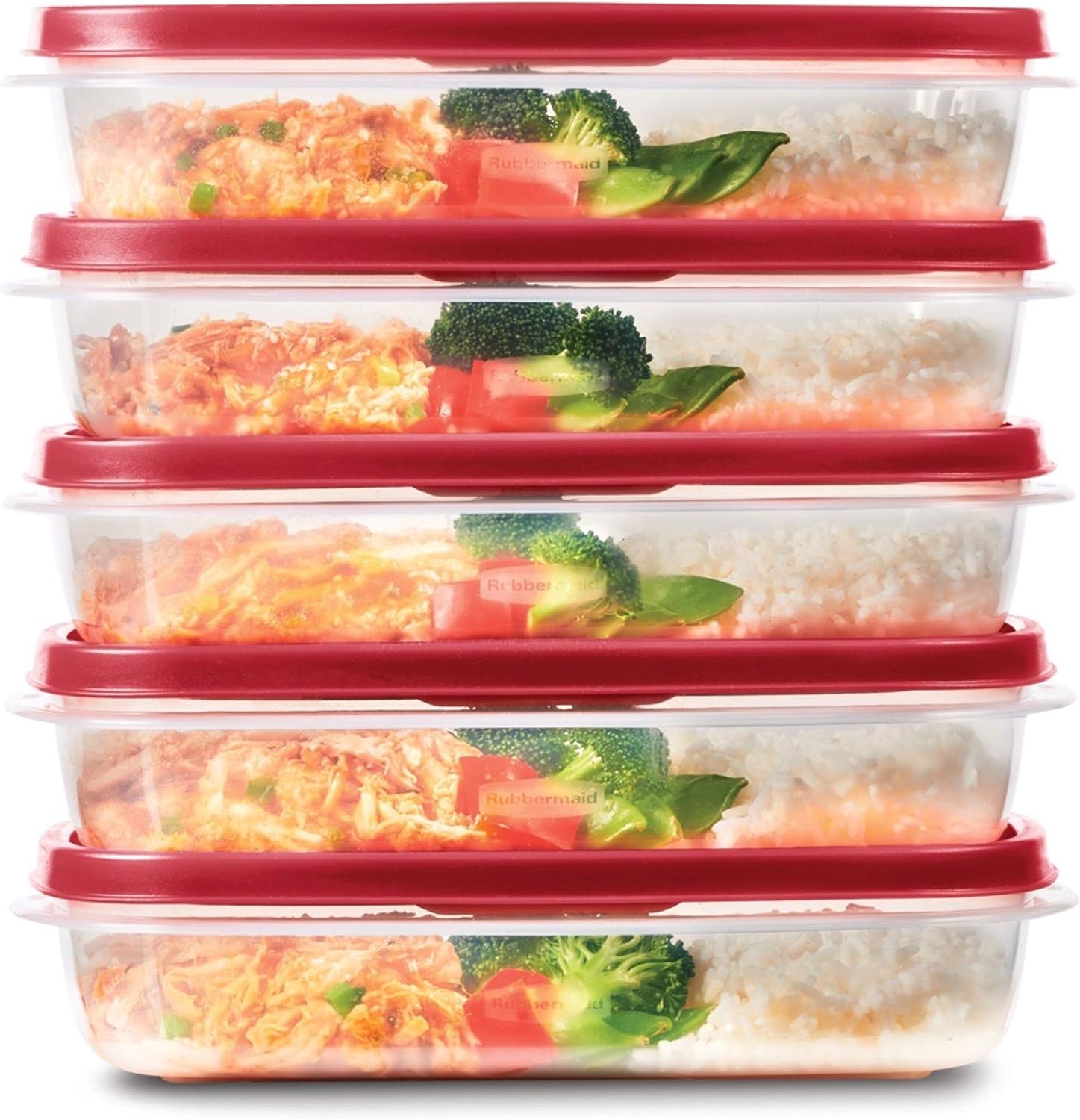 Rubbermaid EasyFindLids Meal Prep Containers, 5.5 Cup, Red-0