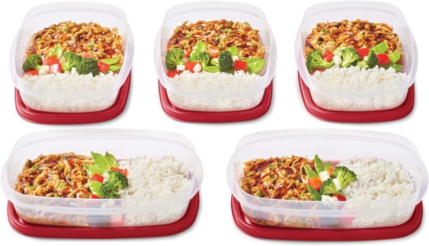 Rubbermaid EasyFindLids Meal Prep Containers, 5.5 Cup, Red-3