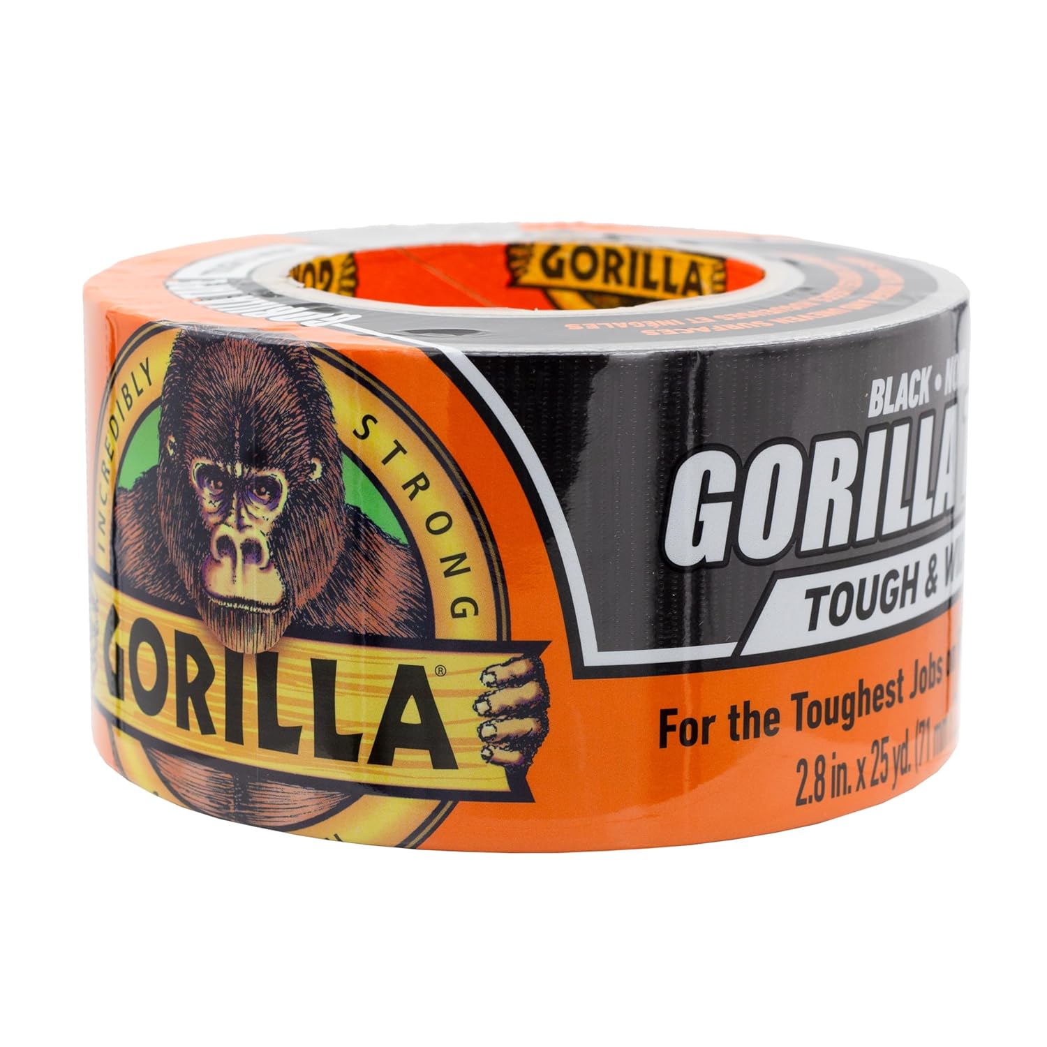 Gorilla Tough & Wide Duct Tape, 2.88" x 25yd, Black, (Pack of 1)-0