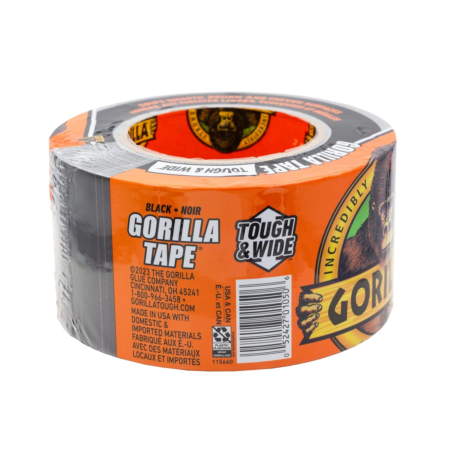 Gorilla Tough & Wide Duct Tape, 2.88" x 25yd, Black, (Pack of 1)-5