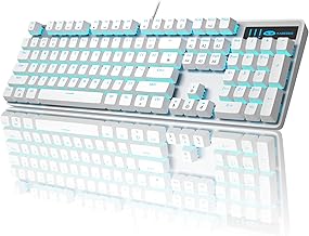 MageGee Mechanical Gaming Keyboard, Wired USB Adjustable Backlight Keyboard, New Mechanical Storm 100% Anti-ghosting Keyboard with Blue Switches for Windows PC/MAC Games (White)