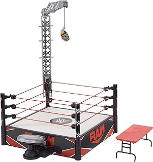 Mattel WWE Wrekkin' Kickout Ring Playset with Accessories & 2 Play Modes, Includes Launcher, Crane, WWE Championship & More, 13-inch x 20-inch