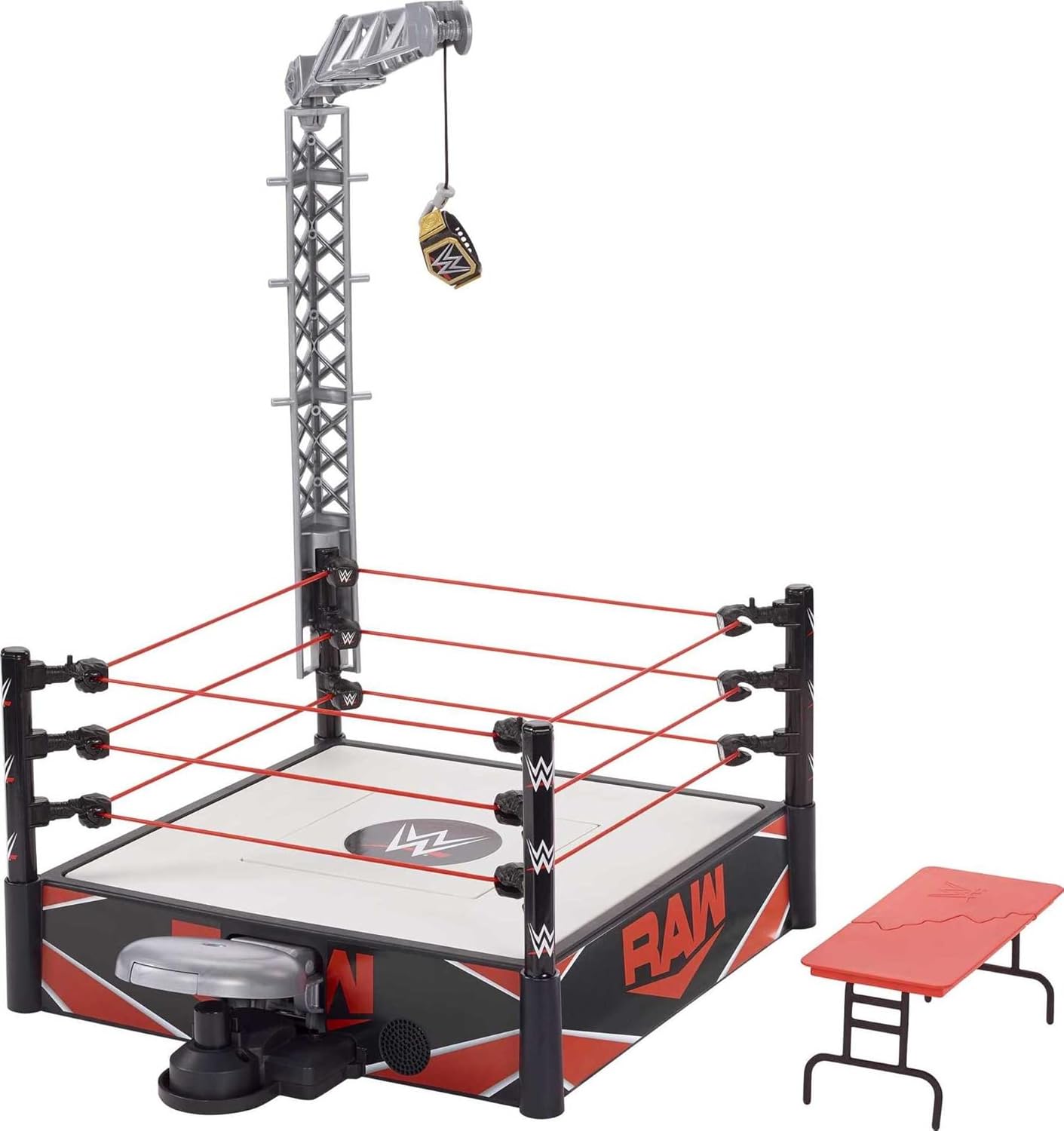 Mattel WWE Wrekkin' Kickout Ring Playset with Accessories & 2 Play Modes, Includes Launcher, Crane, WWE Championship & More, 13-inch x 20-inch-0