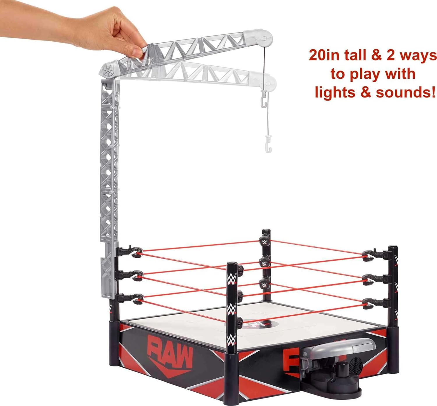 Mattel WWE Wrekkin' Kickout Ring Playset with Accessories & 2 Play Modes, Includes Launcher, Crane, WWE Championship & More, 13-inch x 20-inch-2