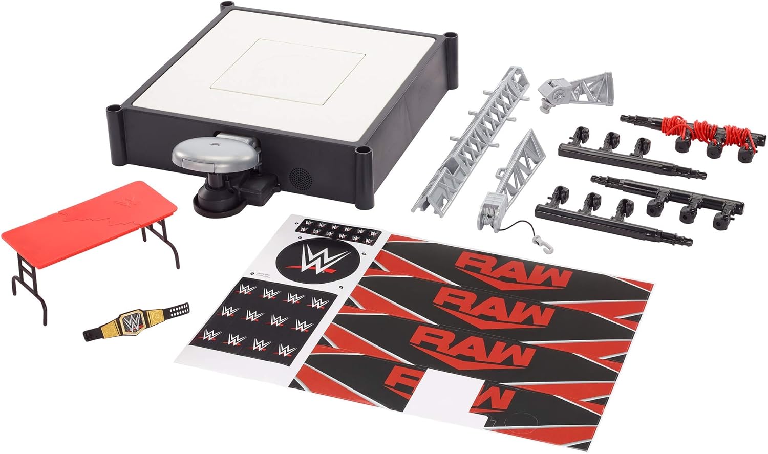 Mattel WWE Wrekkin' Kickout Ring Playset with Accessories & 2 Play Modes, Includes Launcher, Crane, WWE Championship & More, 13-inch x 20-inch-7