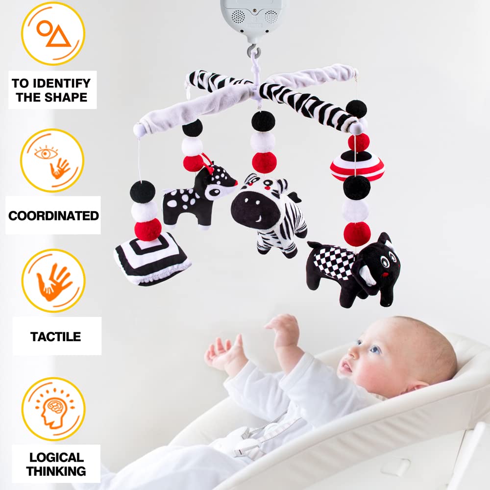 teytoy My First Baby Crib Mobile, Black and White Baby Mobile for Crib, High Contrast Mobile Toy for Newborn Infants Boys and Girls-1