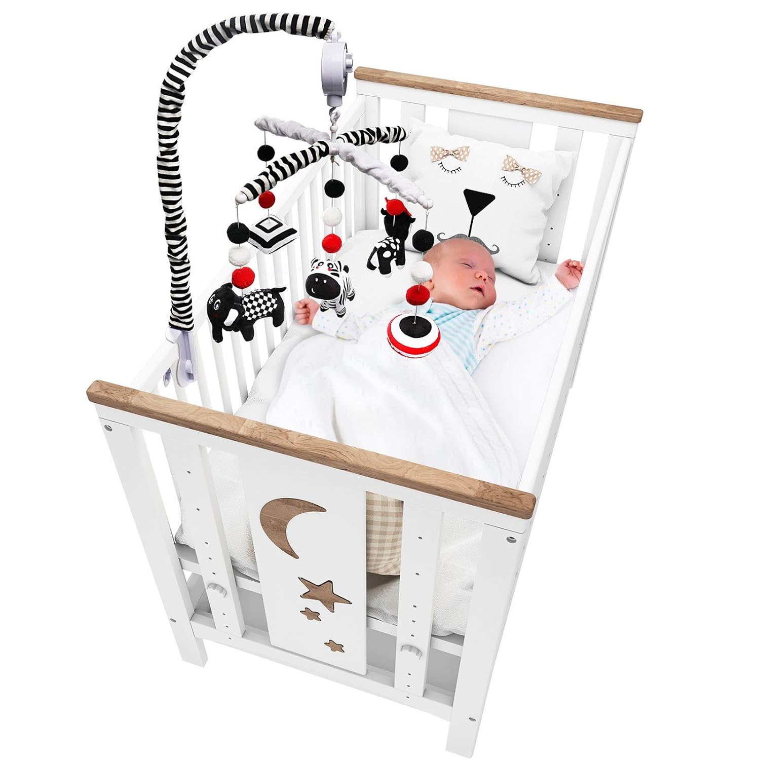 teytoy My First Baby Crib Mobile, Black and White Baby Mobile for Crib, High Contrast Mobile Toy for Newborn Infants Boys and Girls-2