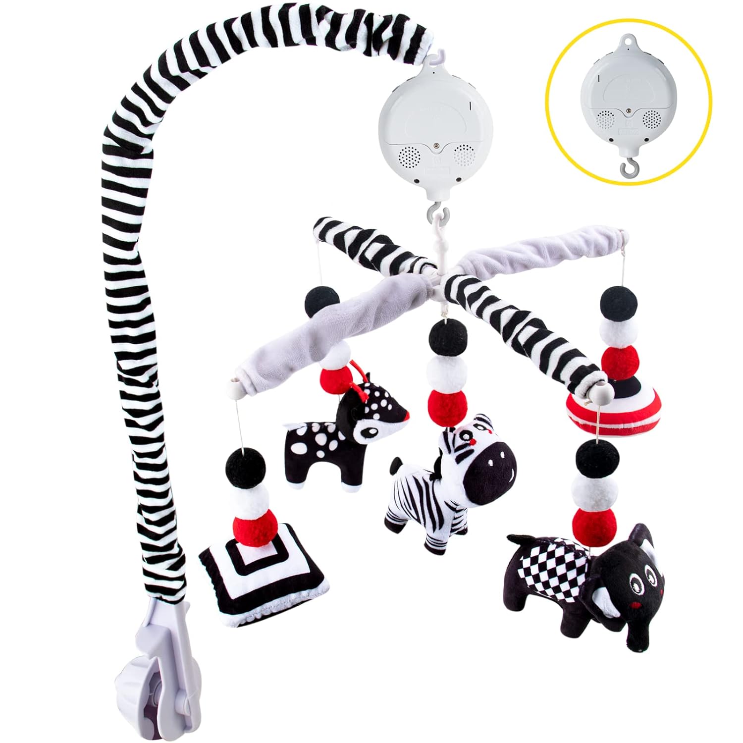 teytoy My First Baby Crib Mobile, Black and White Baby Mobile for Crib, High Contrast Mobile Toy for Newborn Infants Boys and Girls-3