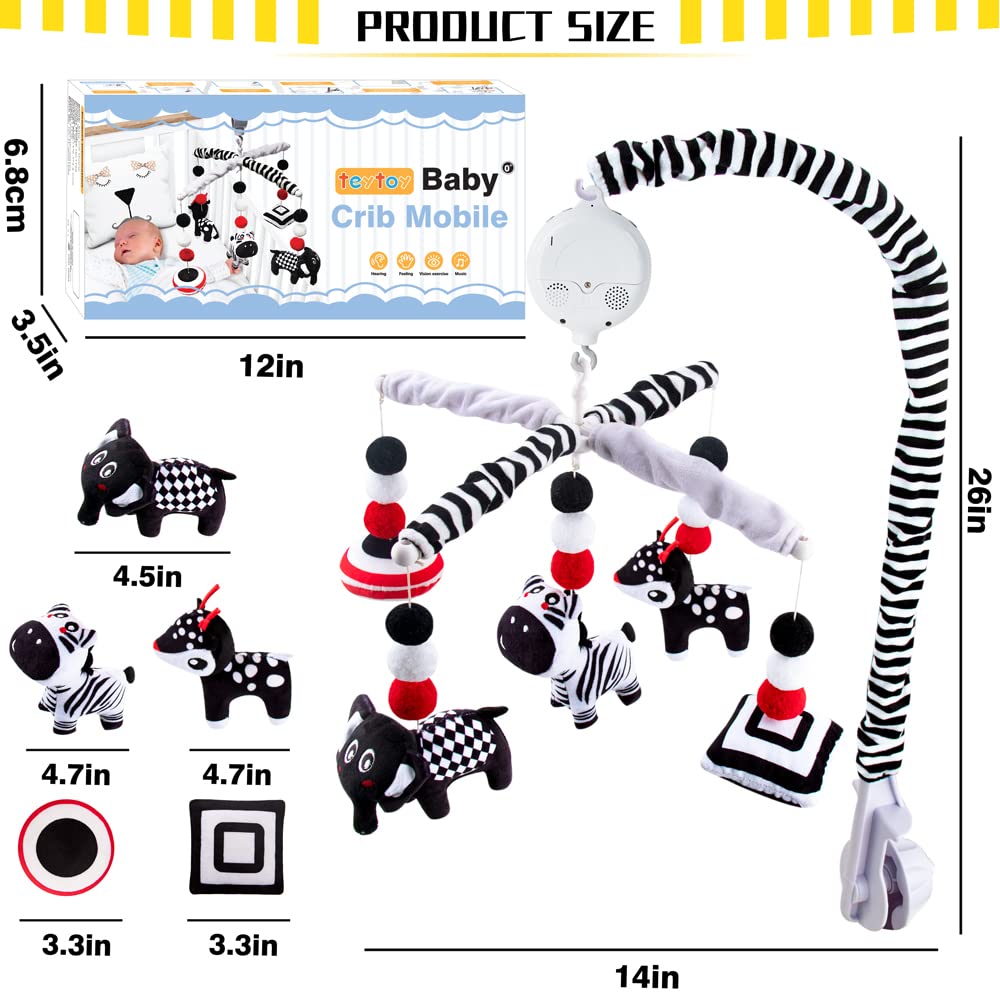 teytoy My First Baby Crib Mobile, Black and White Baby Mobile for Crib, High Contrast Mobile Toy for Newborn Infants Boys and Girls-6