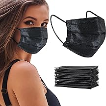 akgk 50Pcs Disposable Face Masks, 3 Ply Disposable Masks, Black Face Mask