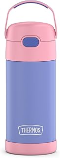 THERMOS FUNTAINER Water Bottle with Straw - 12 Ounce, Purple/Pink - Kids Stainless Steel Vacuum Insulated Water Bottle with Lid