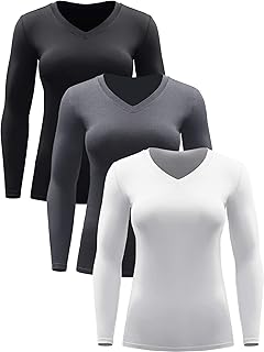 CADMUS Women long Sleeve Shirt for Workout Dry Fit Yoga t Shirts V-Neck