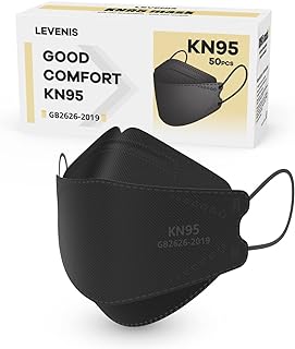 LEVENIS KN95 Face Masks 50 Pack, Breathable Comfortable and Disposable KN95 Mask, Black