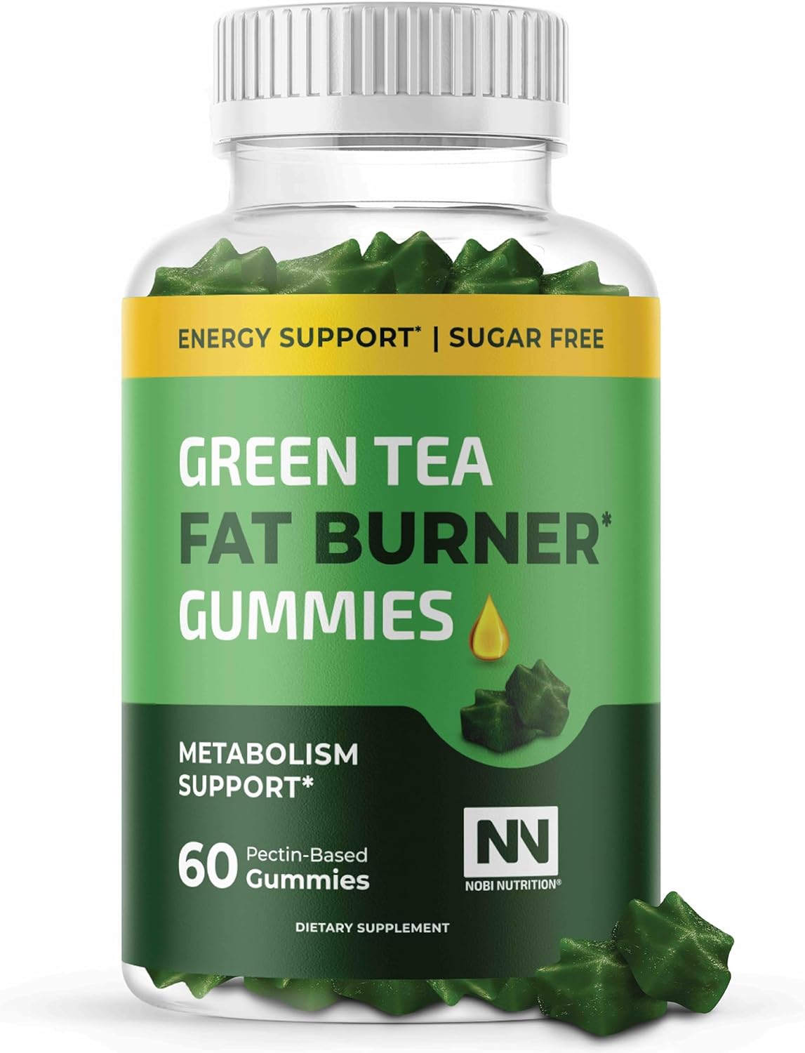 Green Tea Fat Burner Gummies for Weight Loss | Metabolism Boost & Appetite Suppressant with Green Coffee Bean Extract & Garcinia Cambogia | Pills to Burn Belly Fat for Women & Men by Nobi Nutrition-0