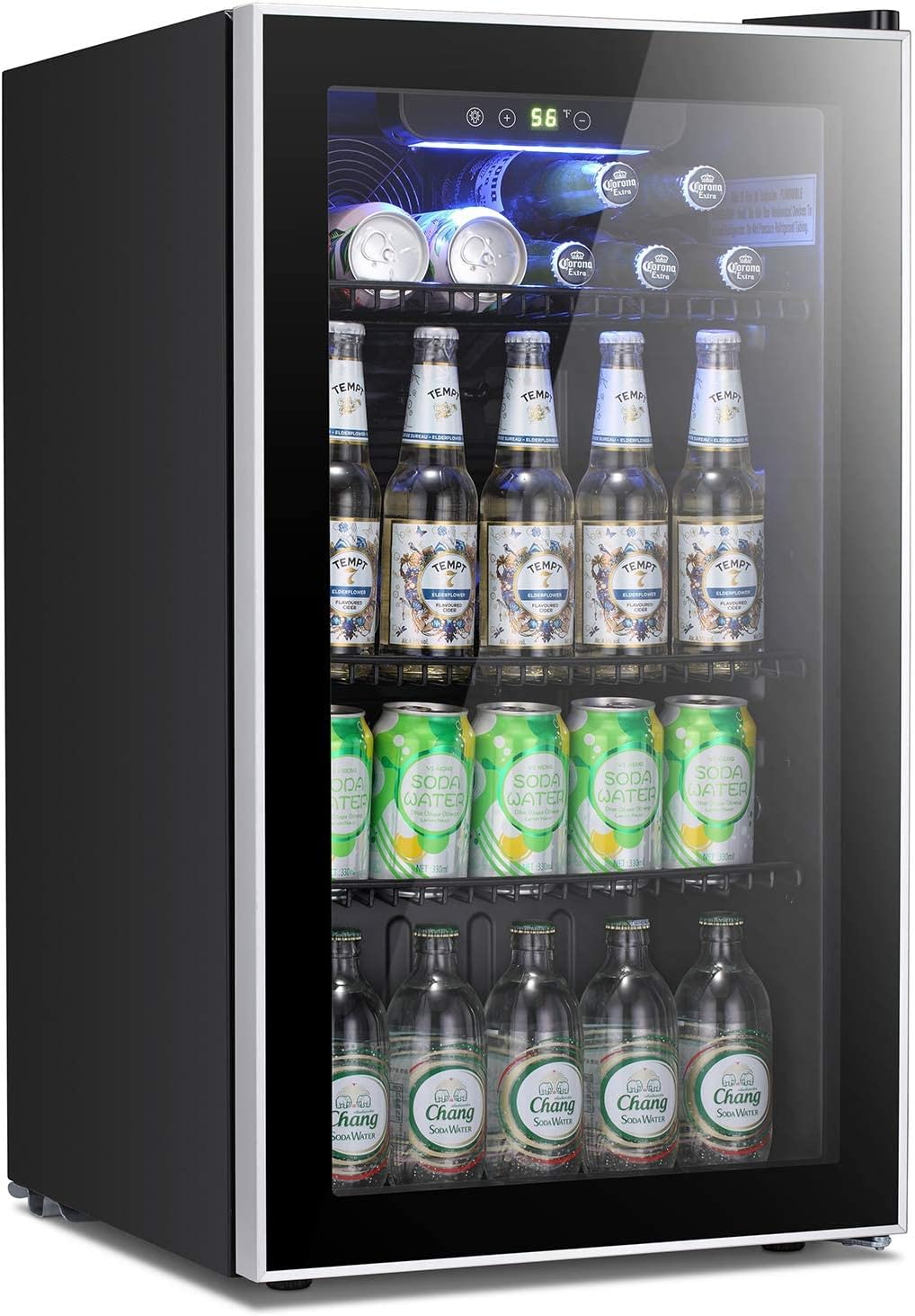 Antarctic Star Beverage Refrigerator Cooler -120 Can Mini Fridge Glass Door for Soda Beer or Wine Constant Glass Door Small Drink Dispenser Clear Front Door for Home, Office Bar 3.2cu.ft-0