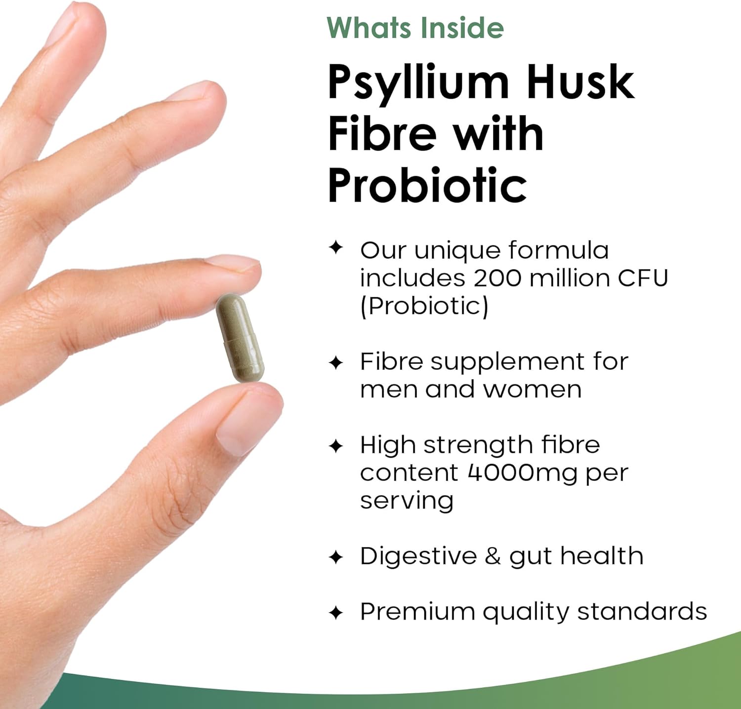 Psyllium Husk Capsules Enriched With Probiotics Fibre Supplement High Absorbency Strength Contributes Towards Gut And Digestive Health from Plantago Ovata Seeds, Ispaghula Husk, Gluten-Free Made in UK-1