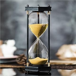 Large Hourglass Timer 60 Minute, Decorative Hexagon Frame Sandglass with Yellow Sand