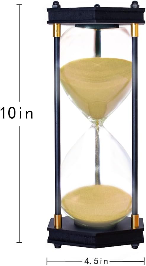 Large Hourglass Timer 60 Minute, Decorative Hexagon Frame Sandglass with Yellow Sand-2