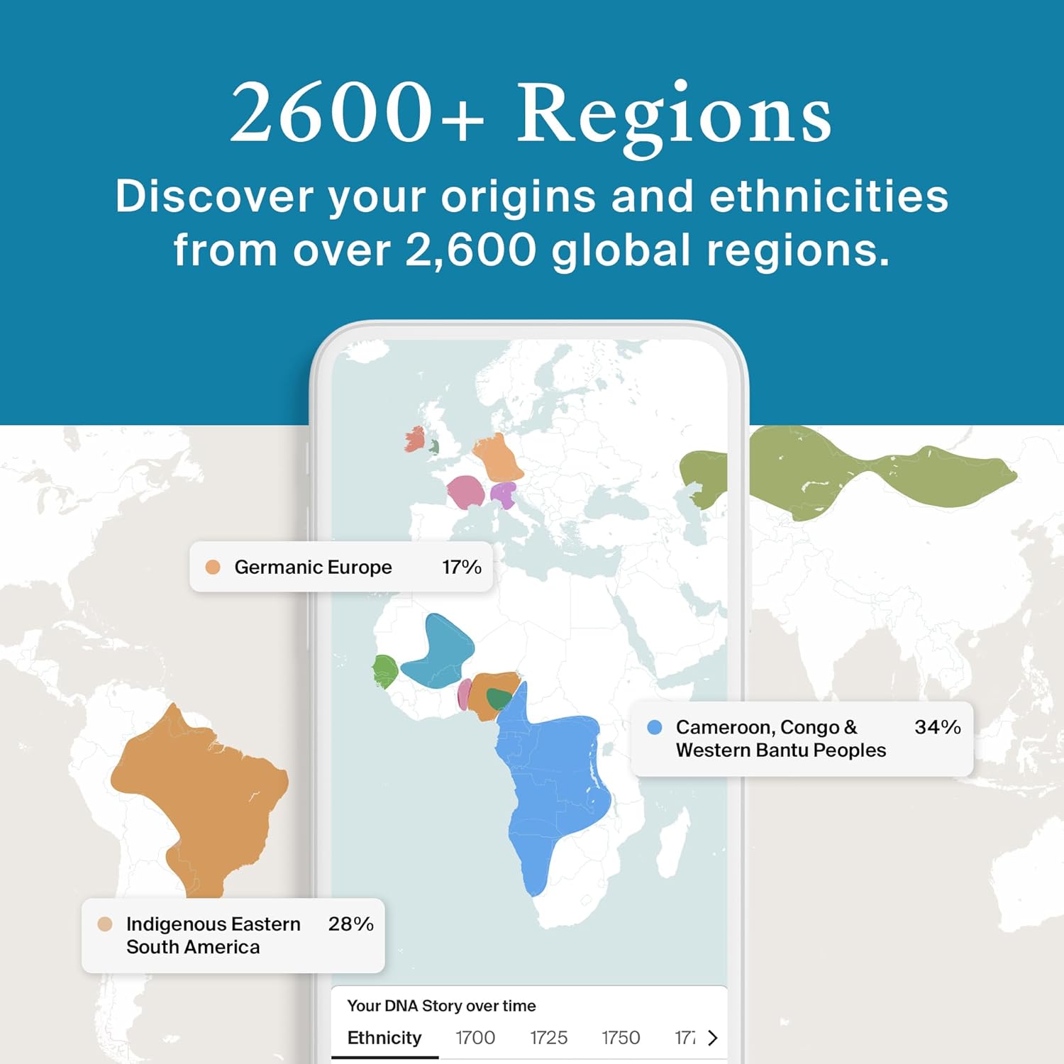 AncestryDNA Genetic Test Kit + 3-Month Ancestry World Explorer Membership: DNA Ethnicity Test, Find Relatives, Family History, Complete DNA Test, Ancestry Reports, Origins & Ethnicities, 1 Kit-1